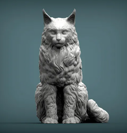 Sitting Maine Coon cat looks to the side by Akuzmenko as 3D print