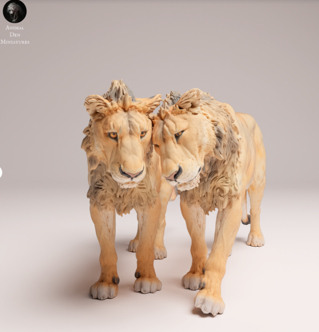 Schmusendes Löwen-Pärchen von Animal den miniatures als 3D Druck