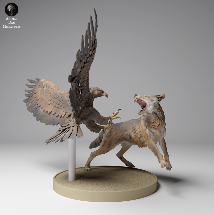 Adler greift Wolf an von Animal den miniatures als 3D Druck