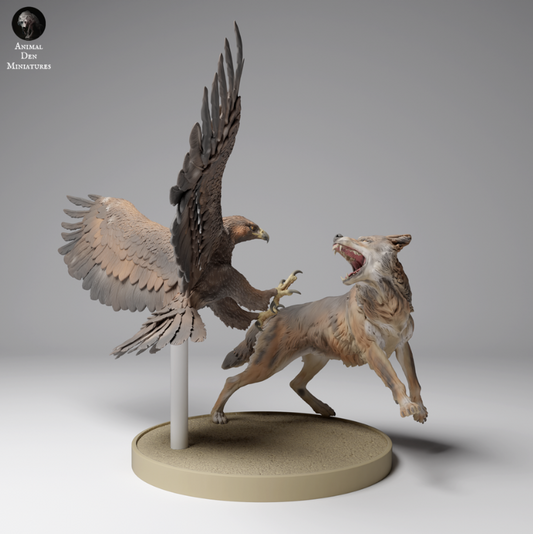 Adler greift Wolf an von Animal den miniatures als 3D Druck