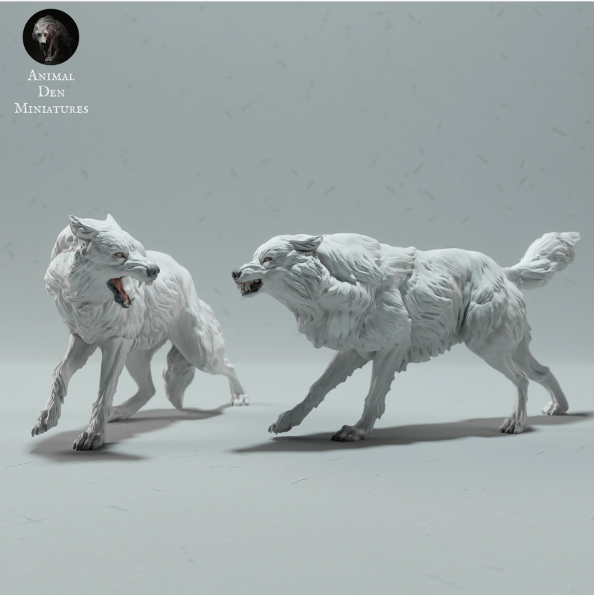 Kämpfende arktische Wölfe von animal den miniatures als 3D Druck