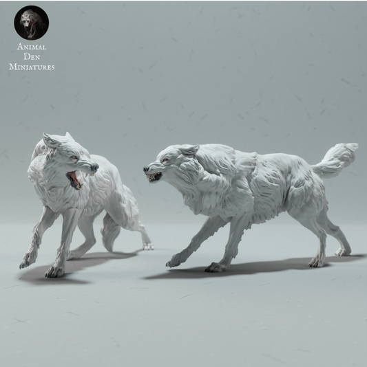 Kämpfende arktische Wölfe von animal den miniatures als 3D Druck