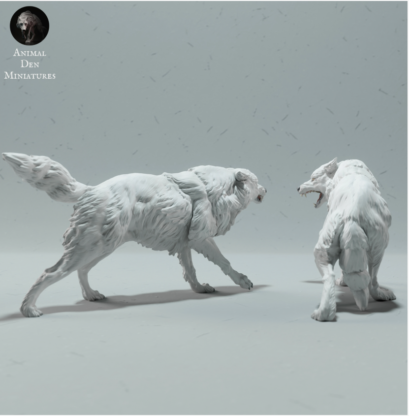 Kämpfende arktische Wölfe von animal den miniatures als 3D Druck