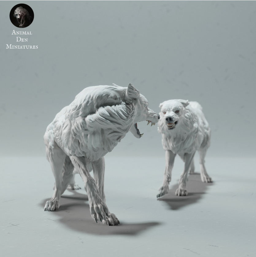 Kämpfende arktische Wölfe von animal den miniatures als 3D Druck
