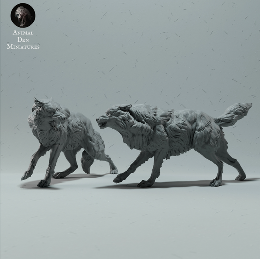 Kämpfende arktische Wölfe von animal den miniatures als 3D Druck