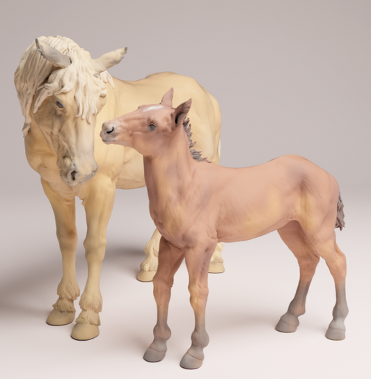 Mustang Stute mit Fohlen von Animal den miniatures als 3D Druck