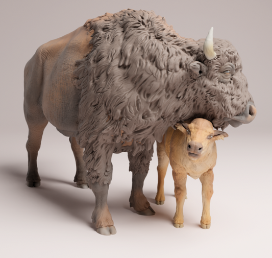 Bison mit Kalb von Animal den miniatures