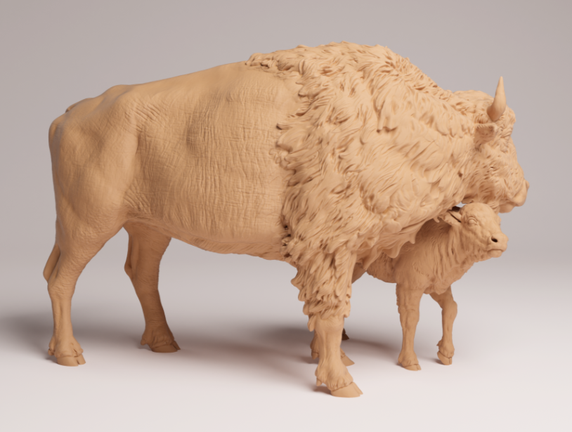 Bison mit Kalb von Animal den miniatures