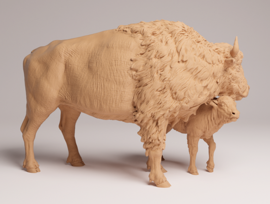 Bison mit Kalb von Animal den miniatures
