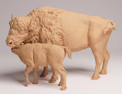 Bison mit Kalb von Animal den miniatures