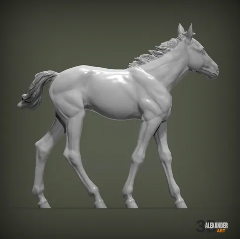 Impression 3D d'un poulain au galop d'Azukmenko