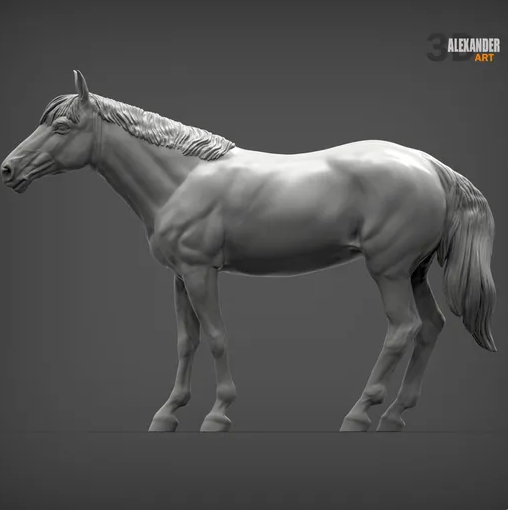 Cheval à l'air intéressé d'Akuzmenko en impression 3D