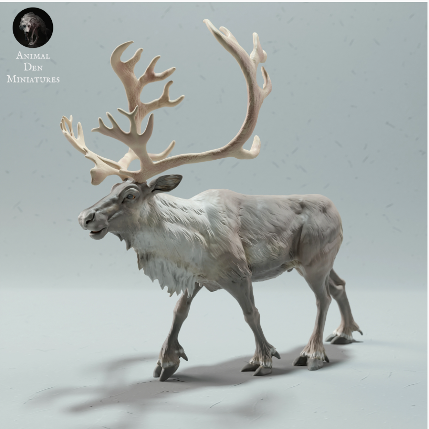 Running Caribou Buck animal den miniatures as 3D print