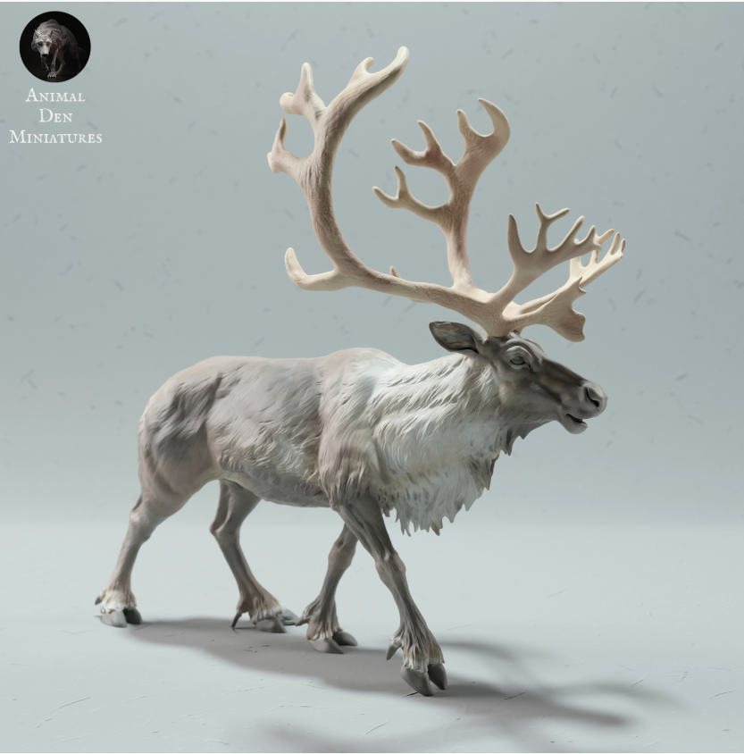 Running Caribou Buck animal den miniatures as 3D print