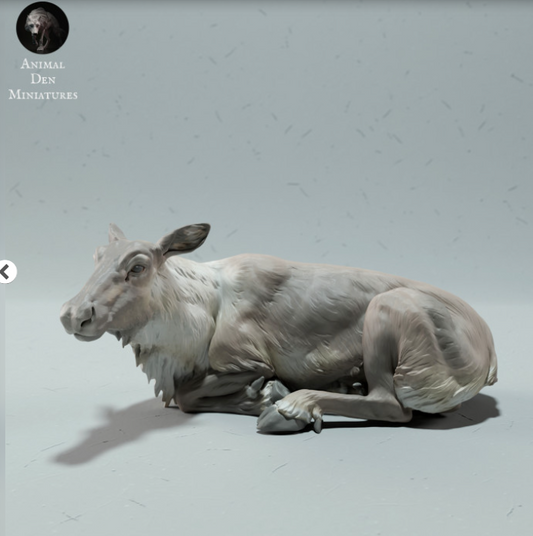 Liegende Karibu Kuh animal den miniatures als 3D Druck