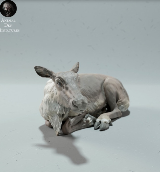 Liegende Karibu Kuh von animal den miniatures / als unbemalter Resin 3D Druck