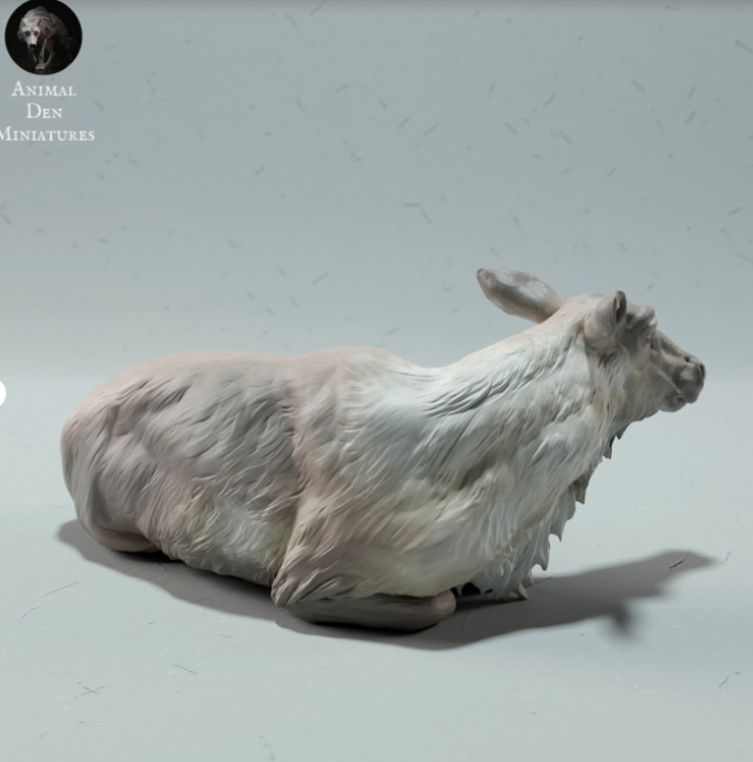 Reclining Caribou Cow by animal den miniatures / as an unpainted resin 3D print