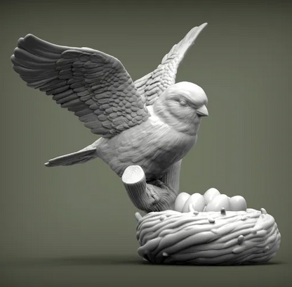 Sperling mit Nest von Azukmenko als 3D Druck