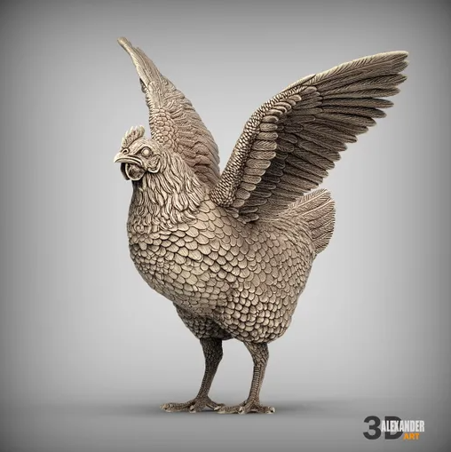 Huhn schlägt mit den Flügeln von Akuzmenko als 3D Druck
