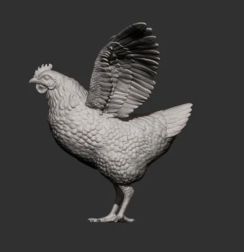 Huhn schlägt mit den Flügeln von Akuzmenko als 3D Druck