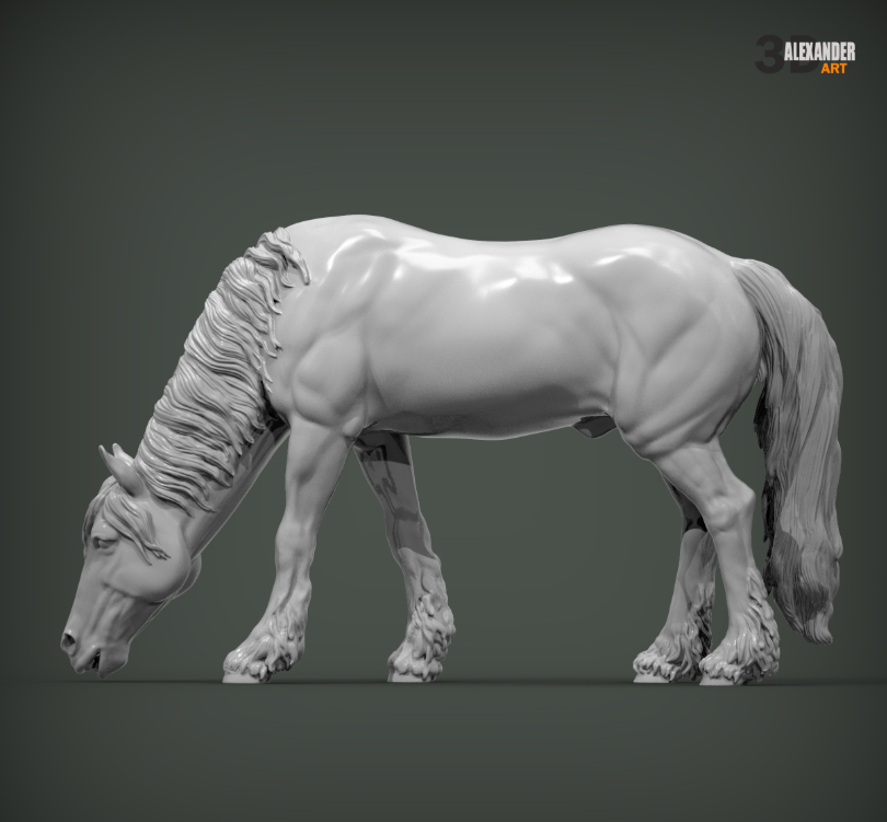 Frison en train de paître par Akuzmenko en impression 3D