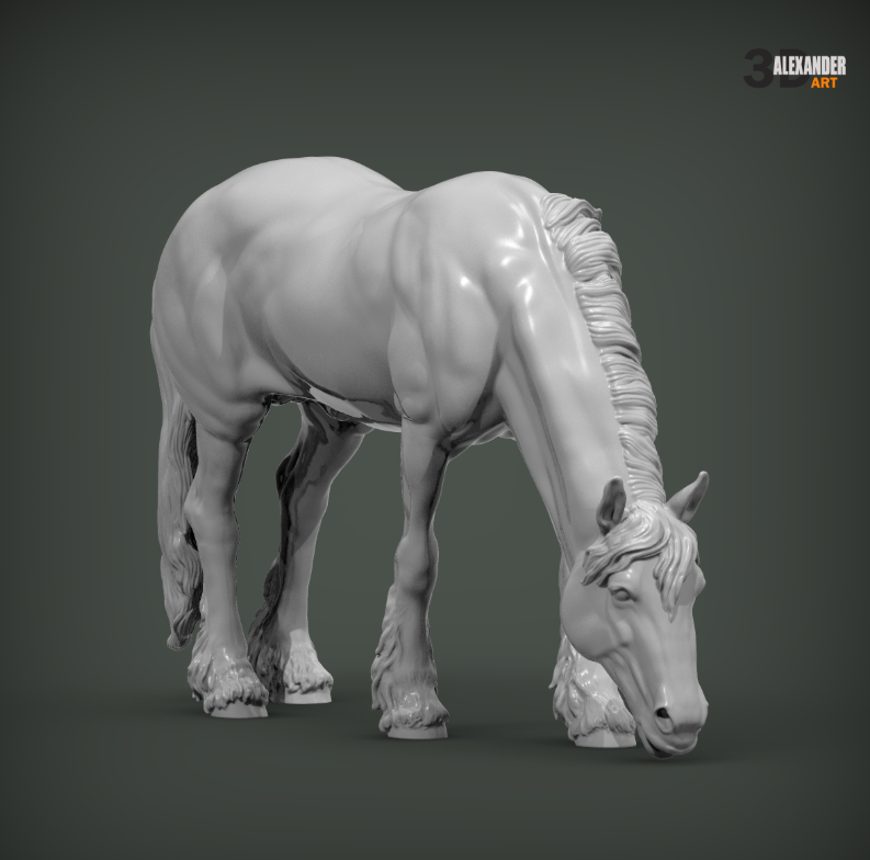 Grazing Friesian by Akuzmenko as 3D print