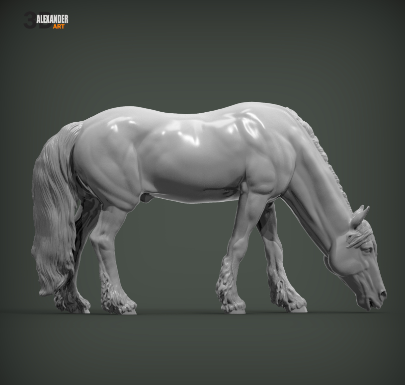 Frison en train de paître par Akuzmenko en impression 3D