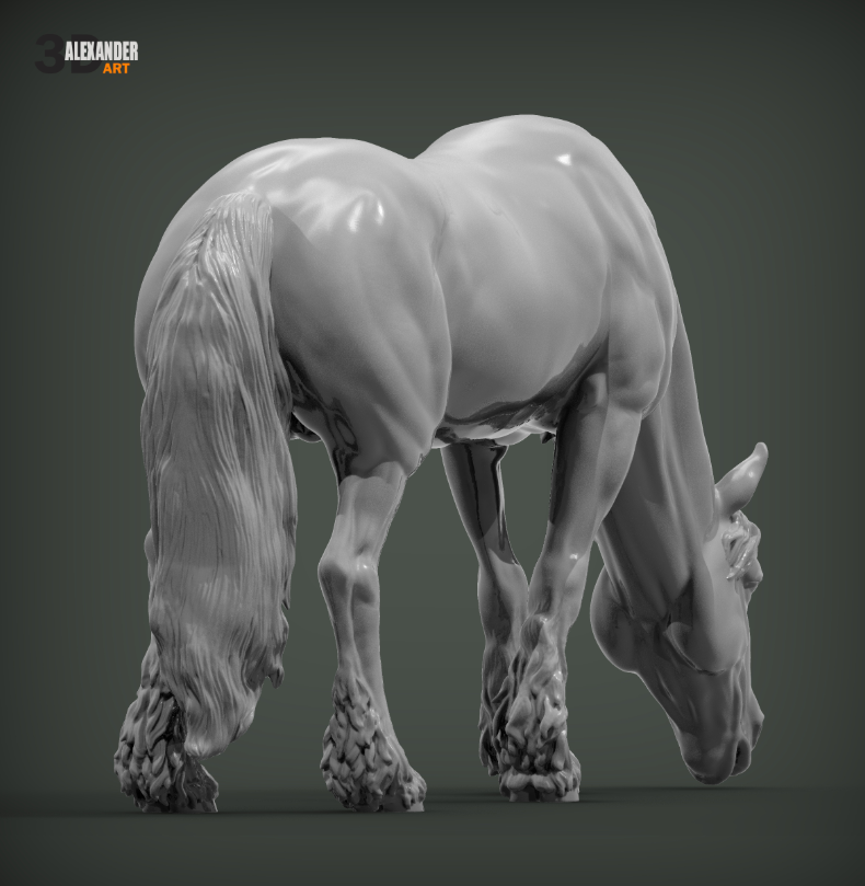Frison en train de paître par Akuzmenko en impression 3D
