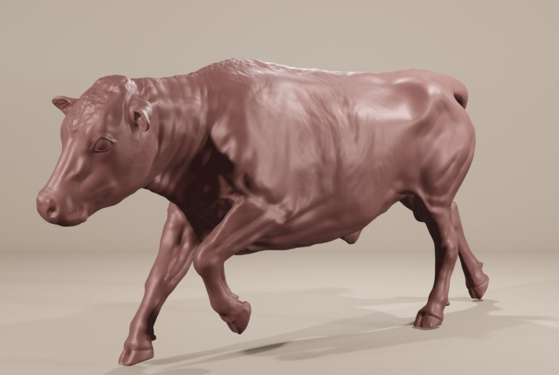 Taureau en course / figurine miniature imprimée en 3D en résine non peinte