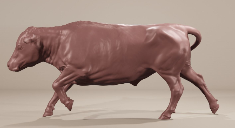 Taureau en course / figurine miniature imprimée en 3D en résine non peinte