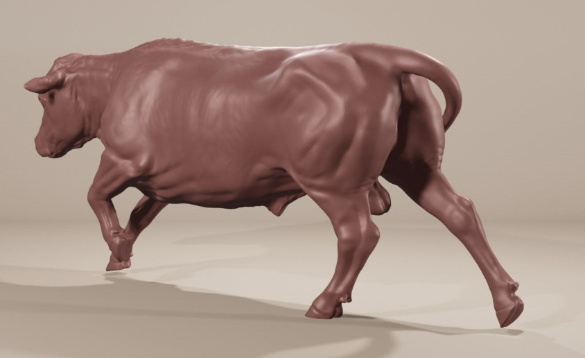 Taureau en course / figurine miniature imprimée en 3D en résine non peinte