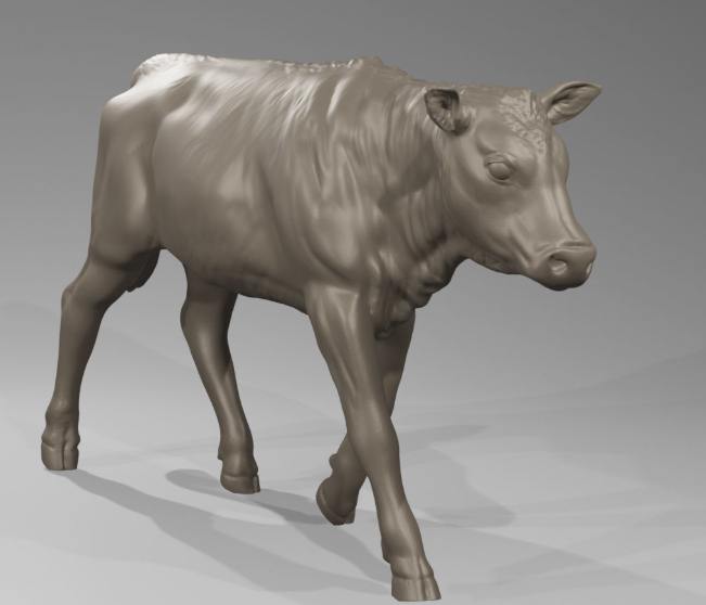 Bovin-veau "Higgins" / figurine d'animal en résine imprimée en 3D non peinte