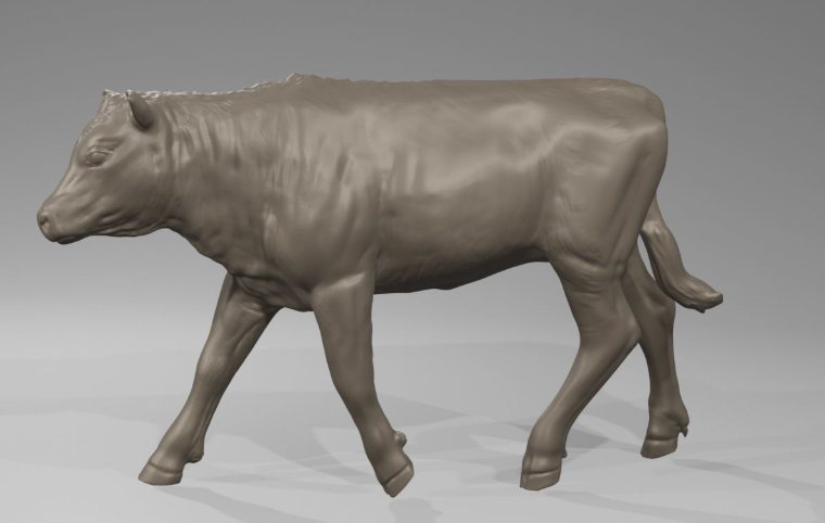 Bovin-veau "Higgins" / figurine d'animal en résine imprimée en 3D non peinte