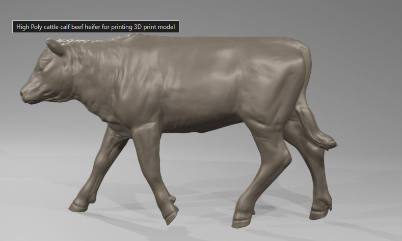 Bovin-veau "Higgins" / figurine d'animal en résine imprimée en 3D non peinte