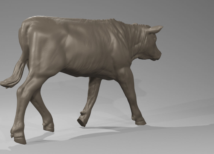 Bovin-veau "Higgins" / figurine d'animal en résine imprimée en 3D non peinte