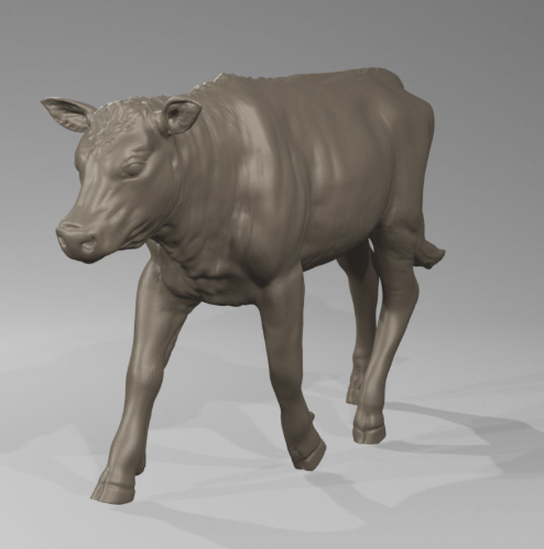 Bovin-veau "Higgins" / figurine d'animal en résine imprimée en 3D non peinte