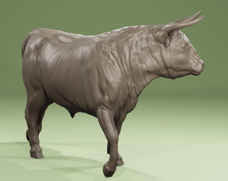 Stolzer gehender Stier / unbemalte Resin 3D Druck Tierfigur