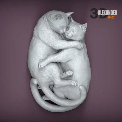 Kuschelnde Katzen von Alexander3dart als 3D Druck