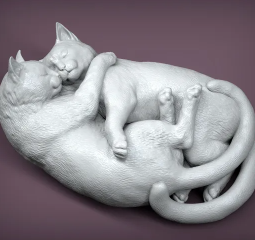 Chats câlins par Alexander3dart / figurine d'animal imprimée en 3D non peinte