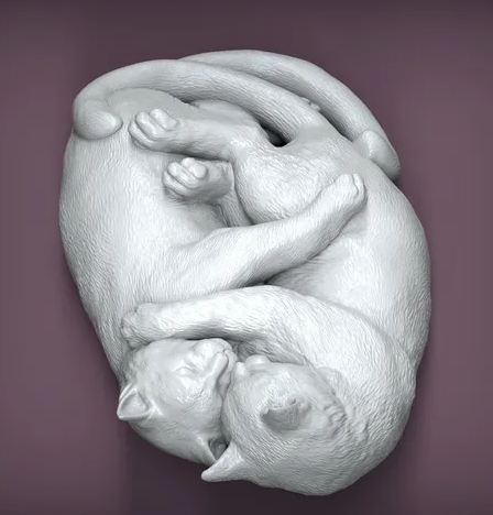 Chats câlins par Alexander3dart / figurine d'animal imprimée en 3D non peinte