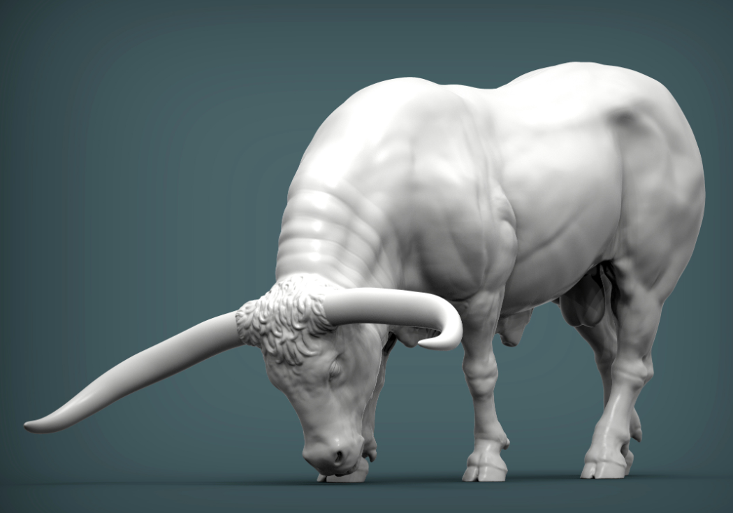 Grasendes Texas Longhorn Rind von Alexander3dart als 3D gedruckte Figur