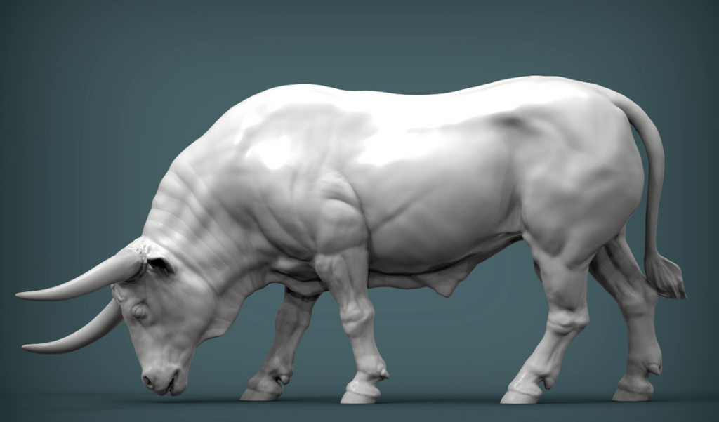 Grasendes Texas Longhorn Rind von Alexander3dart als 3D gedruckte Figur