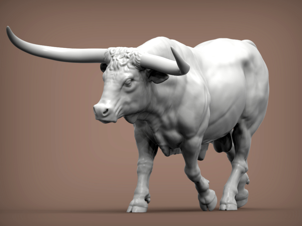 Rennendes Texas Longhorn Rind von Alexander3dart als 3D gedruckte Figur