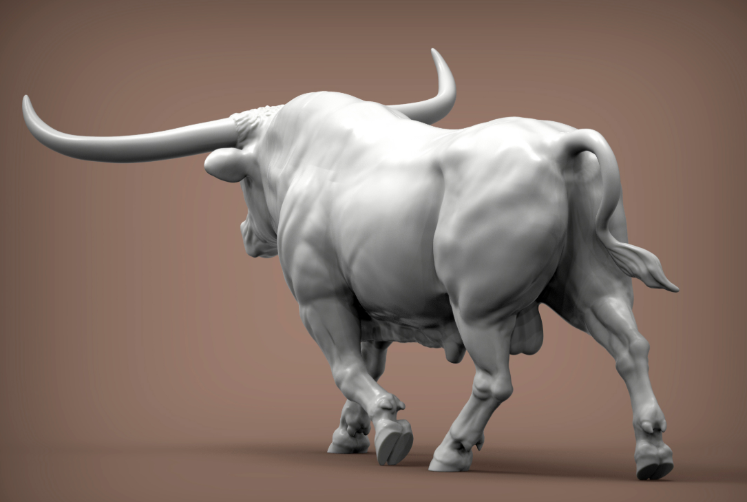 Rennendes Texas Longhorn Rind von Alexander3dart als 3D gedruckte Figur