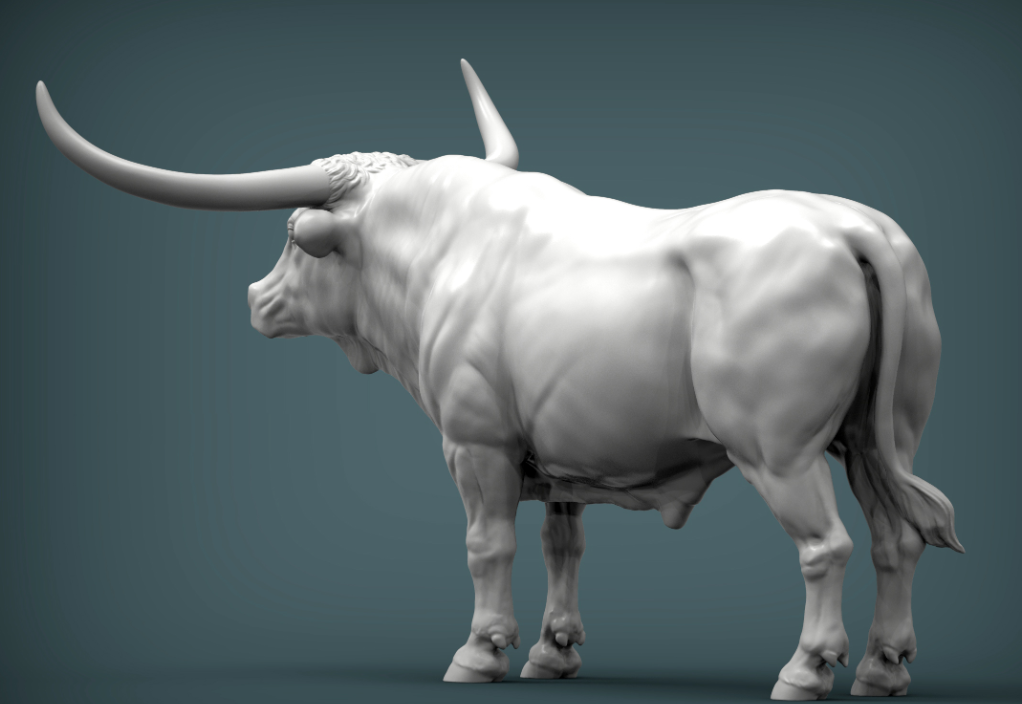Stehendes Texas Longhorn Rind  von Alexander3dart als 3D gedruckte Figur