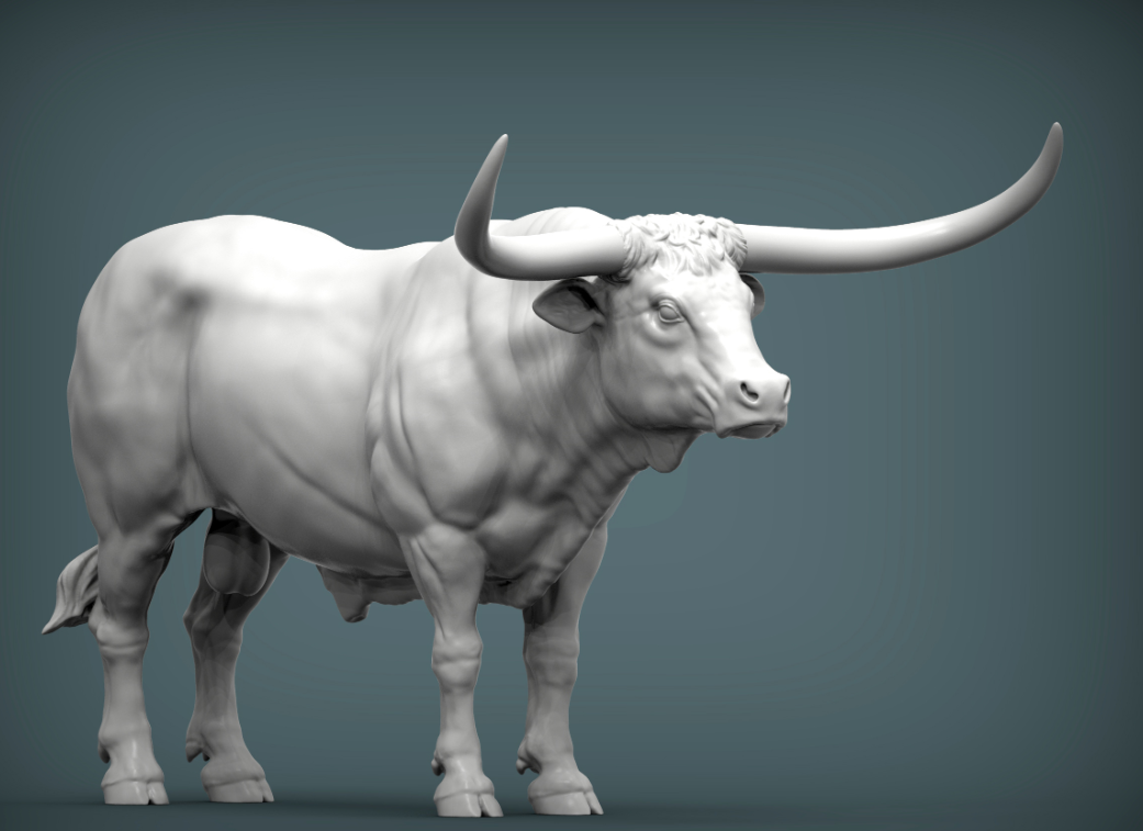 Stehendes Texas Longhorn Rind  von Alexander3dart als 3D gedruckte Figur