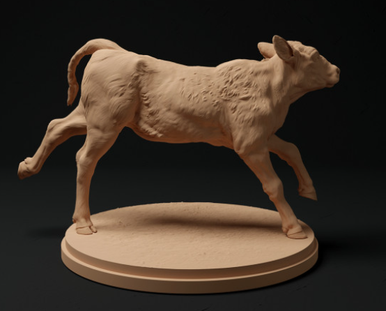 Rotes Devon Kalb Rent von Animal Den Miniatures / Modelltier