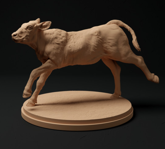 Rotes Devon Kalb Rent von Animal Den Miniatures / Modelltier