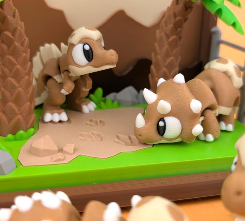 Dinosaurier mit Zubehör von GOB3D / bunter FDM Druck