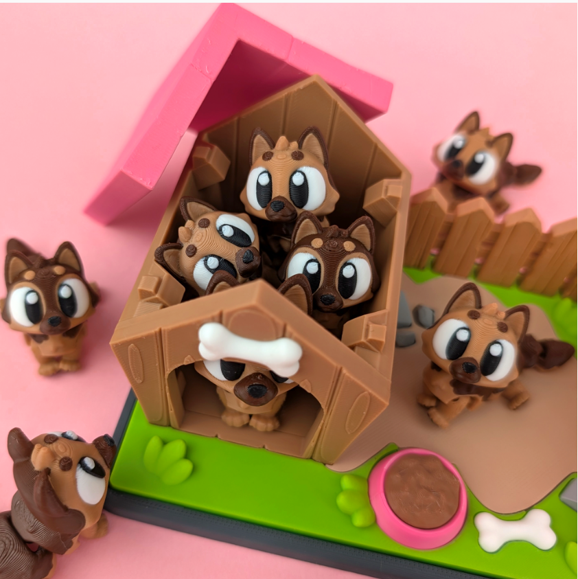 Flexi Schäfer Hunde mit Zubehör von GOB3D / bunter FDM Druck